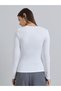 White Ribbed Henley V Neck T-Shirt - 5