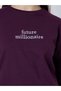 Purple Regular Fit Embroidered Slogan Sweatshirt - 4