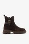 Coffee-Brown Suede Genuine Leather Buckled Women's Boots with Thick Soles