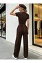 Brown Solid Knit Tops and Trousers Co-Ords - 7