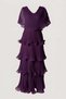 Astra V-Neck Tiered Pleated Long Chiffon Evening Dress - 7