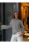 Women's Brown Striped Drop-Shoulder Oversized Blouse - 2