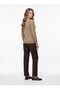 Women's Mother-Style Crew-Neck Knit Sweater with Button-Front Design and Buttoned Sleeves, Stone - 6
