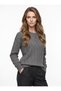 Women's Mother-Style Boat Neck Knit Sweater with Button-Front Front and Sleeves, Gray - 4