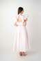 Taffeta Fabric Shoulder Flounce Midi Dress - Pudra - 4