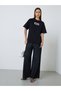 Black Oversized Cotton T-Shirt with Embroidered Slogan - 2