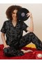 Black Floral Printed Knitted Pyjama Set - 7
