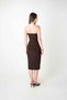 Jersey Fabric Knot Strapless Detailed Pencil Dress - Brown - 4
