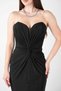 Jersey Fabric Knot Strapless Detailed Pencil Dress - Black - 4