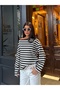 Women's Black Striped Off-Shoulder Oversize Blouse - 3