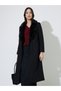 Black Regular Fit Wool-Like Coat with Faux Fur Collar - 2