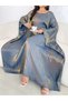 Medium Blue Solid Kaftan - 3