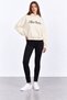 Women's Sweatshirt with Embroidered Details SWT02933 CREAM - 2
