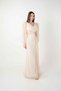 Full Lace Fabric Evening Dress with Underwire Detail - Beige - 3