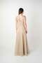 Glitter Fabric Boat Neck Evening Dress - Gold - 4