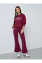 Burgundy Fit and Flare Fleece Leggings - 2