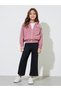 Girls Pink Textured Zip-Up Pocket Details Hooded Jacket - 2