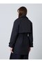 Black Regular Fit Longline Belted Trench Coat - 5