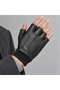Black Faux Leather, Cut-Finger Gloves with Fur Lining for Men and Women - 8