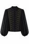 Black-Sleeved Sheer Chiffon Jacket - 4115