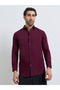 Men Maroon Poplin Solid Regular Fit Shirt - 3