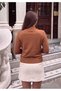 Boat Neck Sweater with Cuff Buttons - 3