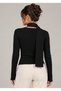 Black v-neck long sleeve blouse with scarf detail - 4