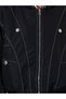 Black Contrast Stitching Faux Fur Lined Regular Fit Jacket - 4