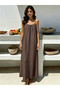 Coffee Brown Solid Slip Dress