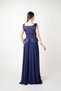 Top Satin Bottom Chiffon Designer Dress - Dark Blue - 5