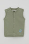 Boys' Baby Vest with Snap-Fastened Sleeves, Puff Sleeves, and Cute Teddy Bear Print Emblem, 4 Months – 1 Year, Khaki Green