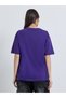 Purple Floral Graphic Oversized Cotton T-Shirt - 6