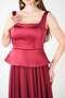 Top Satin Bottom Chiffon Designer Dress - Bordo - 4