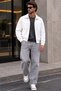 Men's White Jacket with Zipper and Zippered Pockets - 5