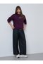 Purple Regular Fit Embroidered Slogan Sweatshirt - 2