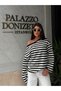 Women's Black Striped Off-Shoulder Oversize Blouse - 4