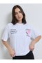 White Floral Graphic Oversized Cotton T-Shirt