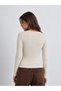 Beige Ribbed Henley Long Sleeve T-Shirt - 5