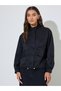 Black Solid Pocket Details Zip-Up Regular Fit Bomber Jacket - 3