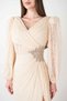 Full Lace Fabric Evening Dress with Underwire Detail - Beige - 4