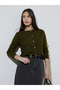 Olive Green Round Neck Long Sleeves Regular Fit Cardiagan