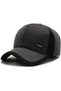 Mens Winter Baseball Cap with Ear Flaps, Windproof Warm Tweed Hat, Adjustable Visor Dad Hat, Foldabl - 2
