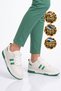 White and Green Lace-Up, Thick Sole, Unisex Walking and Sneakers Foor