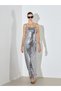 TWO MT SHOP QUALITY Soulife Gray Sequin Loose & Oversized U-Neck Long Dress
