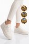 White Lace-Up, Thick Sole, Unisex Walking and Athletic Sneakers Foor