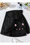 Cardigan - Black Printed Winter Oversized Hooded Zippered Pocketed Cardigan Unisex Clothing