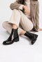 Women's Black Patent Leather Ankle Boots with Elastic, Short Heel, and Non-Slip Sole, Winter Boots, Tr01Mk06A.
