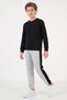 Boys' Round-Neck Sweatsuit Set with Striped Detail - 2