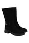 L058.268683 Women's Genuine Suede Leather Half-Boots with Metal Accents, Belt Detail, and Thick Thermal Sole - 3