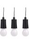 3-Piece Light Bulb with 1m Pull Cord - Black LED Hanging Lamp